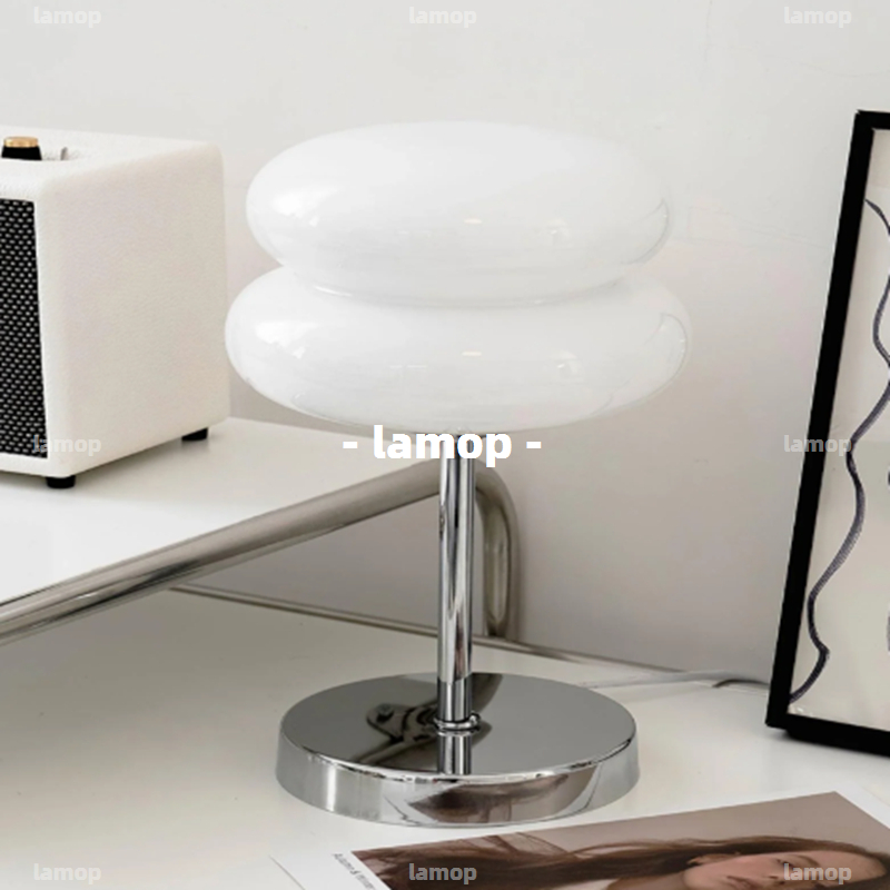 Lighting Decor For Bedroom - Lampu Meja Bauhaus Cream-Globe Minimalis Abad
