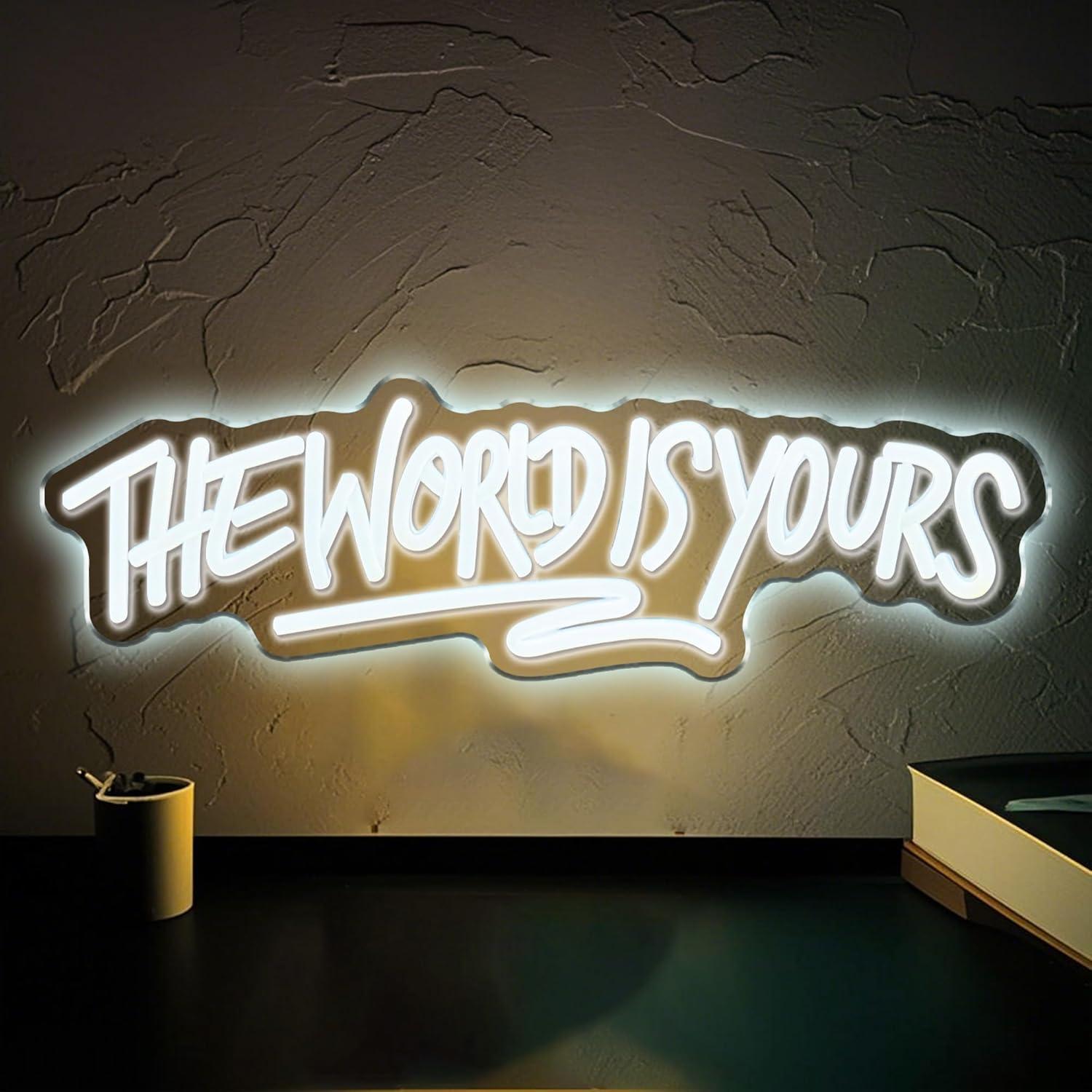 Lighting World Decor - Lampu LED Neon Sign The World