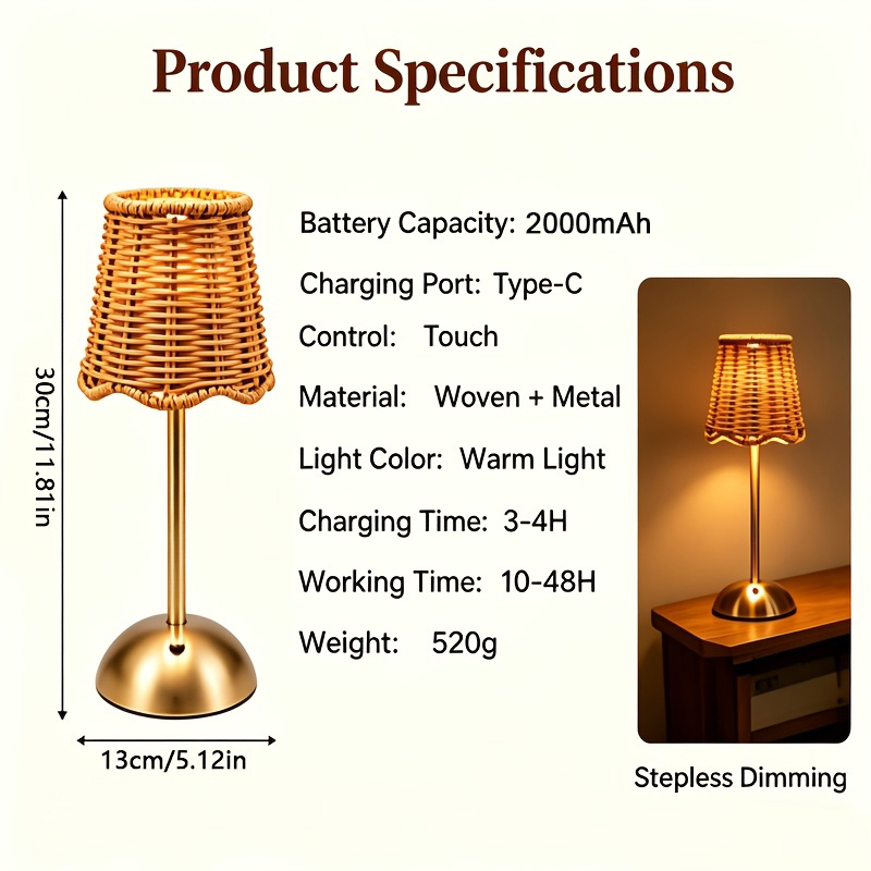 Lampu Meja Seni Anyaman Rotan  - Room Decor Lighting Lamp ulasan dan harga