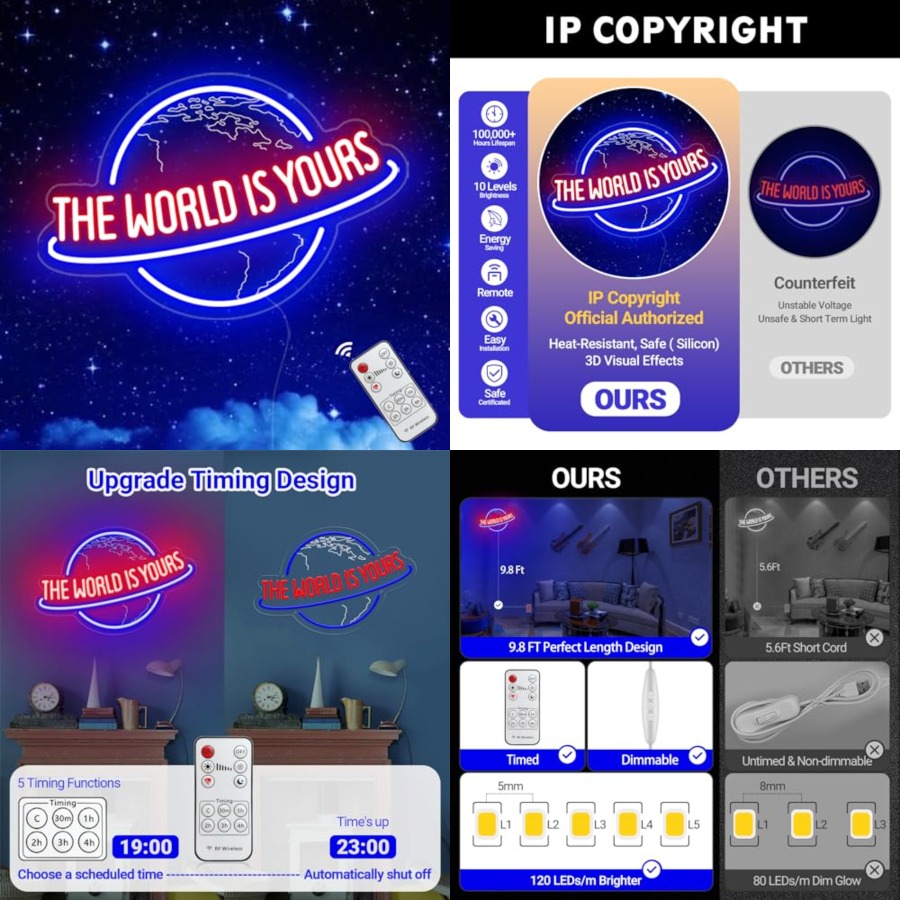 Lampu Neon The World Is Yours, - Lighting World Decor ulasan dan harga