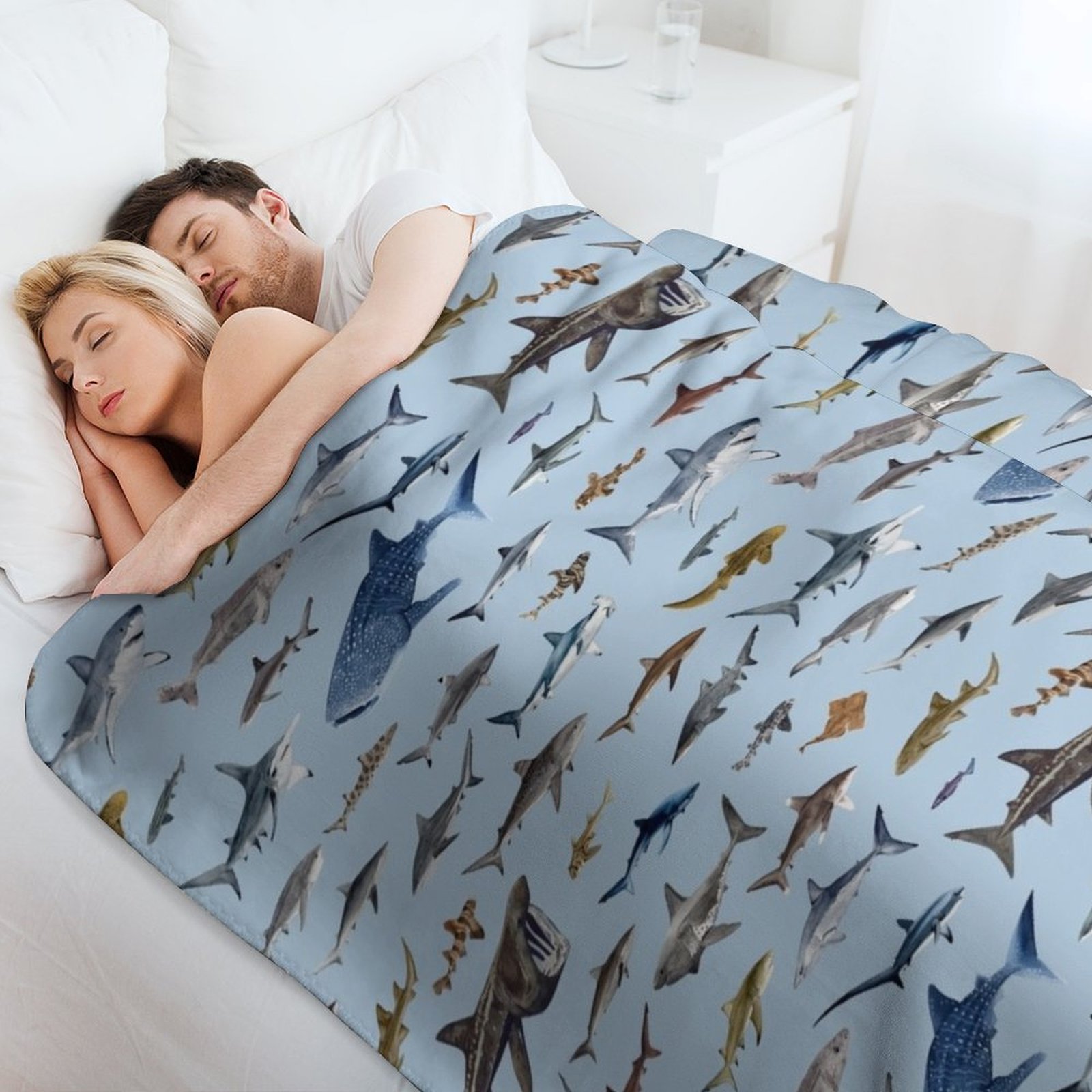 Selimut SHARKS warna biru muda - Lighting Decoration Ideas For Home ulasan dan harga